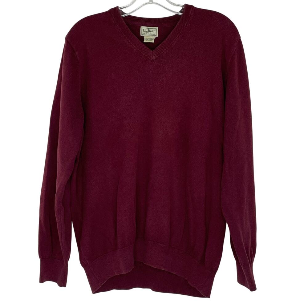 L.L. Bean Maroon V-neck Pullover Knit Sweater Men's size L Reg